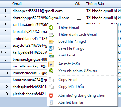 Phần mềm check hoàng loạt gmail sống chết bằng cách đăng nhập Multi-Gmail Checker
