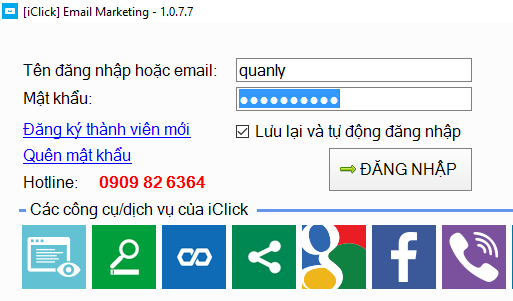Phần mềm gởi email quảng cáo email marketing iClick