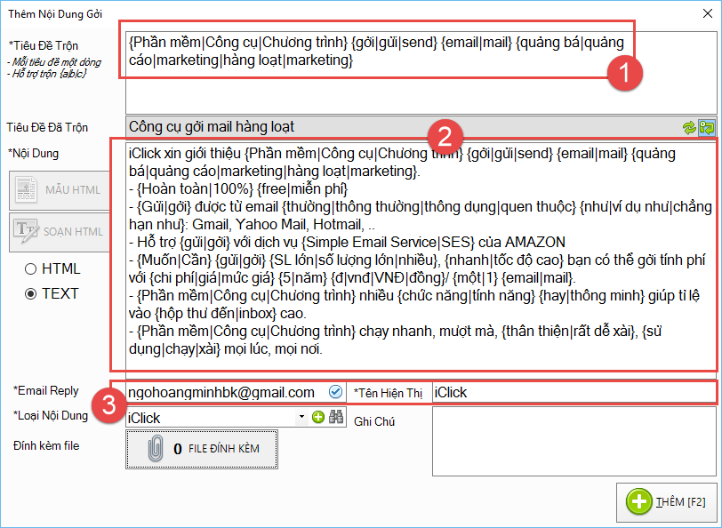 Phần mềm gởi email quảng cáo email marketing iClick