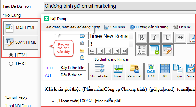 Phần mềm gởi email quảng cáo email marketing iClick