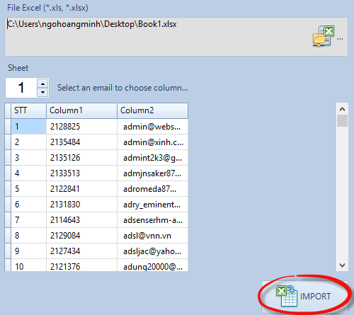 Phần mềm kiểm tra email tồn tại, sống, verify email iClick