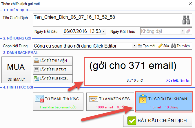 Phần mềm quảng cáo email marketing iClick phiên bản 1.0.8.0