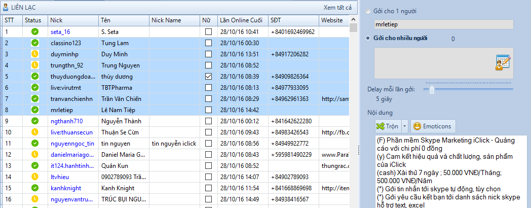 Phần mềm quảng cáo skype iclick phiên bản 1.0.7.8
