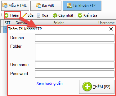 Cài đặt tài khoản FTP để upload ảnh bằng iClick Editor