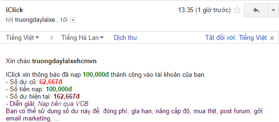 Số dư tài khoản iClick làm gì