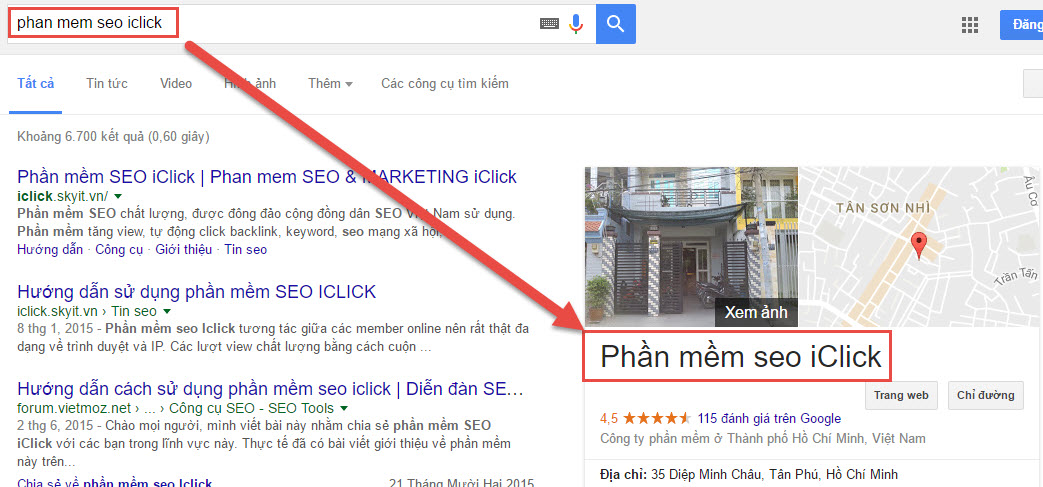 Thêm link seo địa điểm iClick