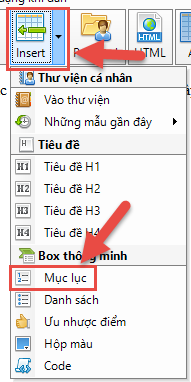 Tạo mục lục bài viết với iClick Editor
