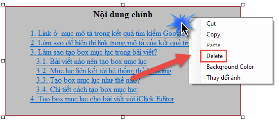 Tạo mục lục bài viết với iClick Editor