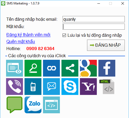 Update phần mềm gửi sms quảng cáo SMS Marketing iClick