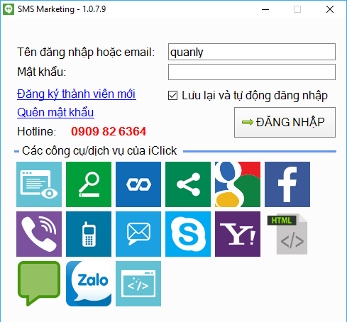 Update phần mềm gửi sms quảng cáo SMS Marketing iClick
