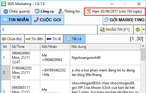 Update phần mềm gửi sms quảng cáo SMS Marketing iClick