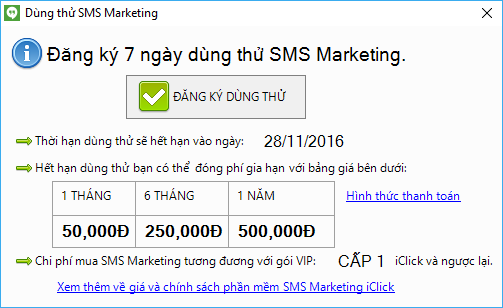 Update phần mềm gửi sms quảng cáo SMS Marketing iClick