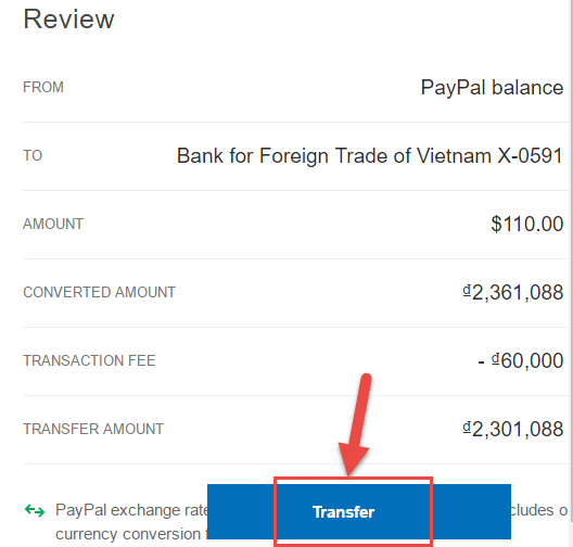 withdraw paypal về bank giao diện mới