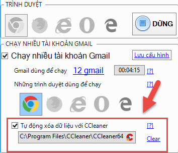 Xóa trình duyệt tự động Auto Ccleaner iClick