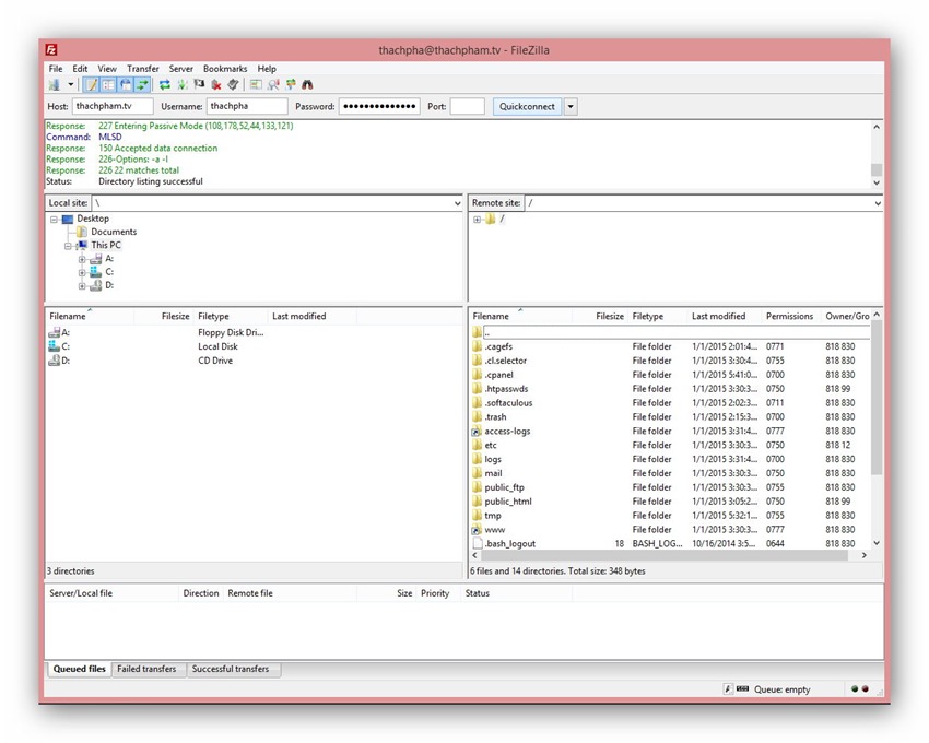Cách sử dụng tài khoản FTP với File Zilla