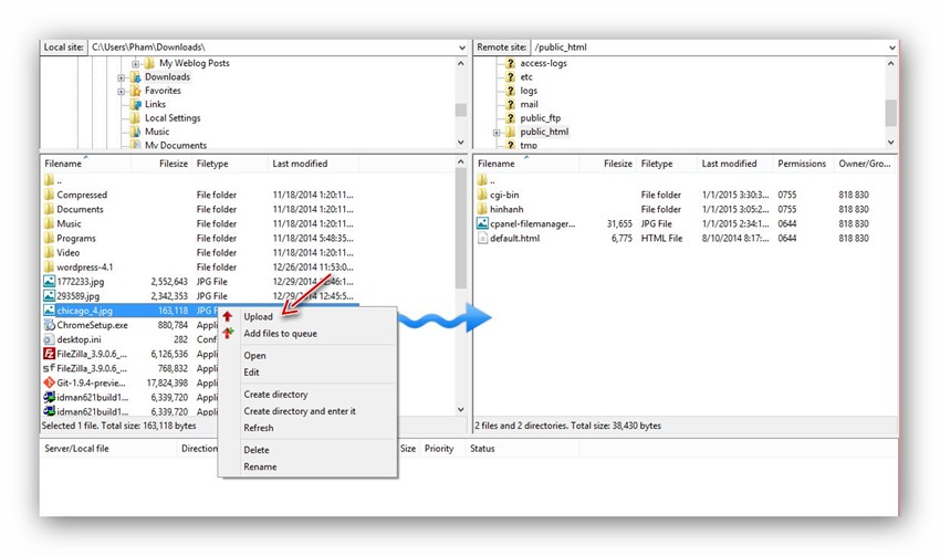 Cách sử dụng tài khoản FTP với File Zilla