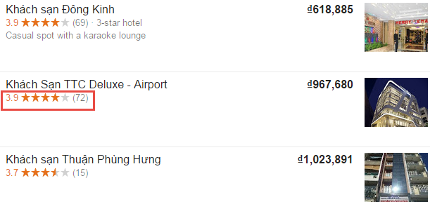 Tính điểm rating, chấm sao Google Local Place