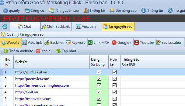 Update iClick phiên bản 1.0.8.6
