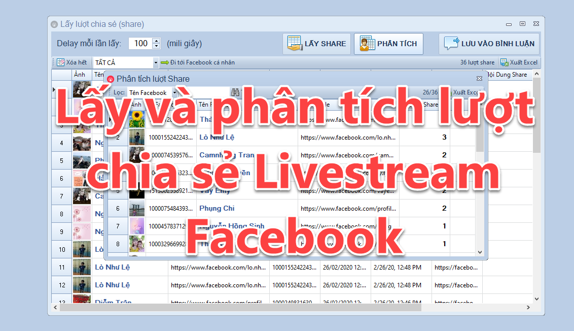 Video hướng dẫn lấy lượt chia sẻ (share) livestream facebook