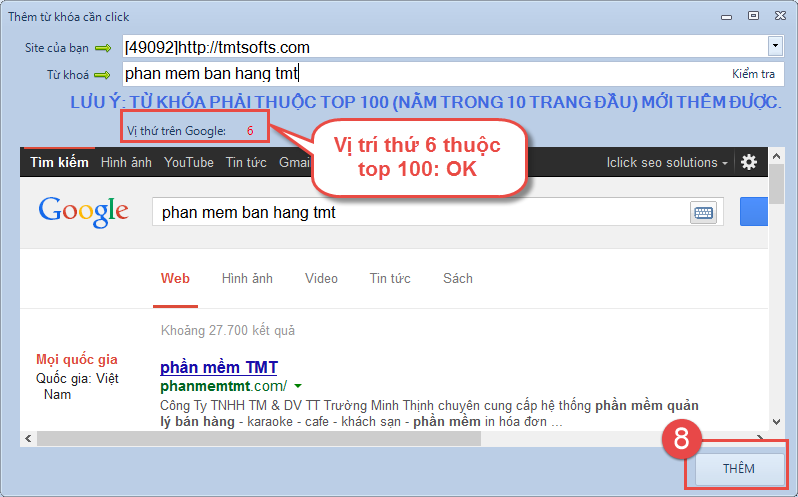 Hướng dẫn thêm từ khóa vào iClick