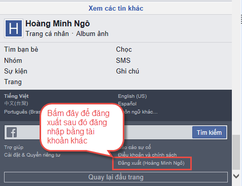 Hướng dẫn đăng xuất tài khoản trên Facebook Marketing