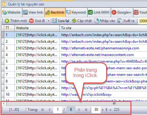 Phân trang trong iClick - Giải thích câu hỏi vì sao sau khi update 1.0.7.0 thì chỉ có 30 ...