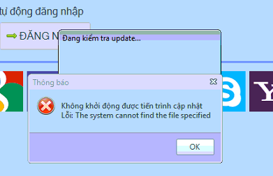 Update iClick gặp lỗi: The system cannot find the file specified