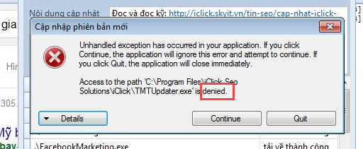 Hướng dẫn xử lý lỗi Denied khi update iClick