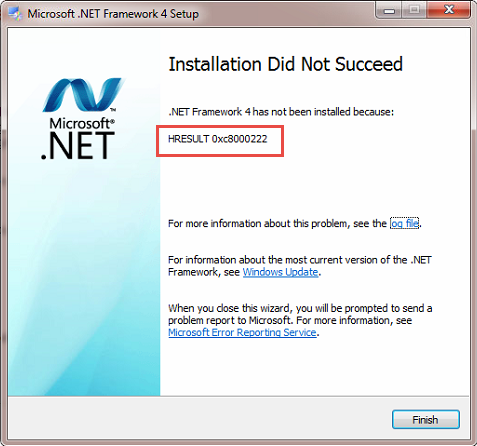 Sửa lỗi .NET Framework 4 has not been installed because: HRESULT: 0xc8000222 khi cài .NET 4.0