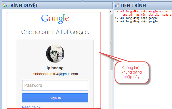 Không sử dụng được Google+ và Youtube vì không hiện khung đăng nhập?