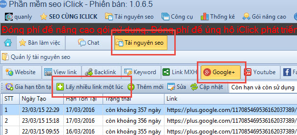 thêm nhiều link Google+ một lúc