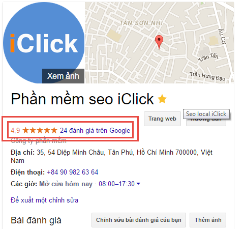 Seo địa điểm với phần mềm seo iClick
