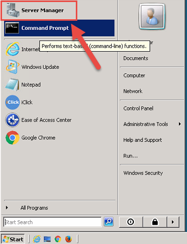 Vào Server Manager trên Windows Server 2008
