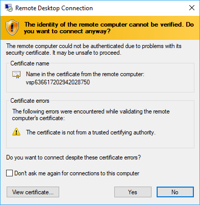 Bỏ cảnh báo bảo mật khi Remote Desktop
