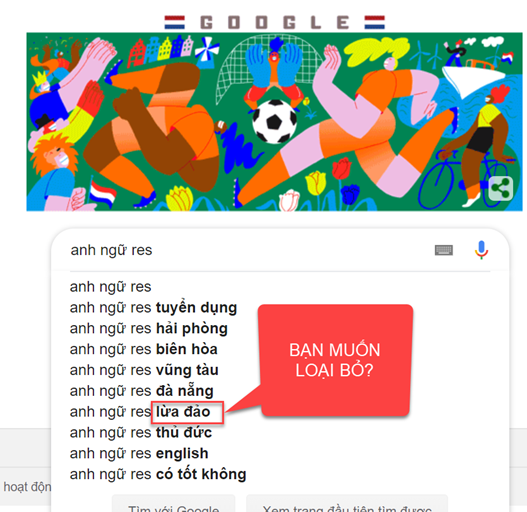 Xóa từ khóa gợi ý xấu trên Google