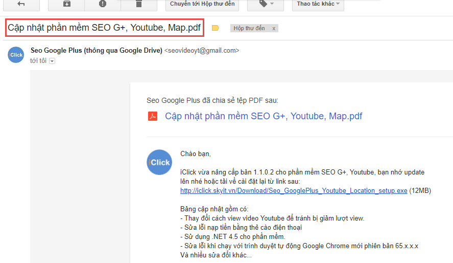 Đặt tiêu đề khi gửi email bằng phần mềm Bulk Share Google Drive
