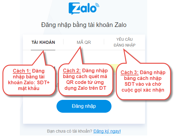 Cách login zalo trên web