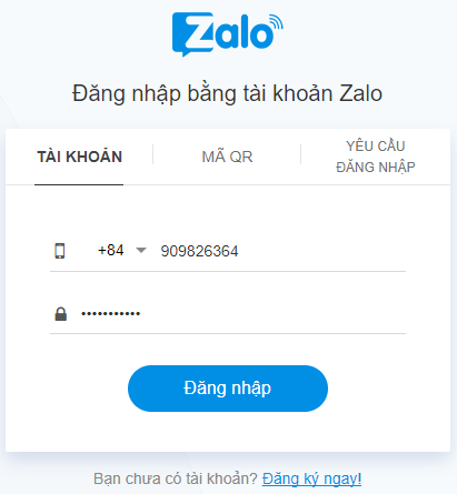 Cách login zalo trên web