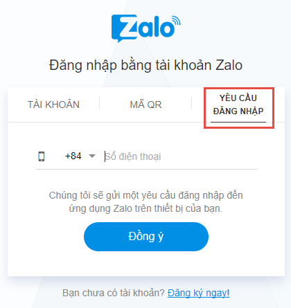 Cách login zalo trên web