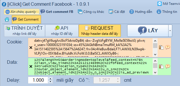 Hướng dẫn lấy comment facebook bằng Request