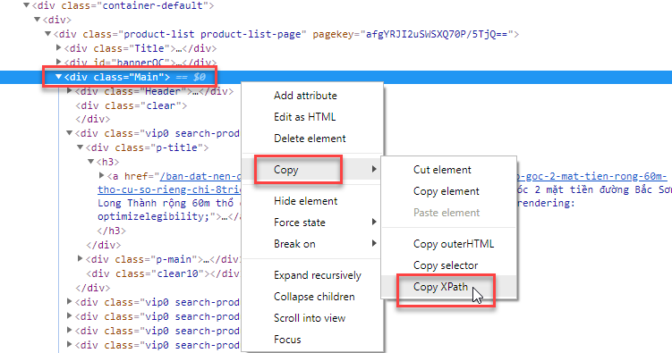 Cách lấy xPath phần mềm Scan Web Pro