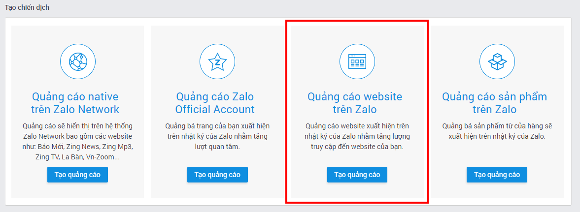 Hướng dẫn quảng cáo website trên Zalo