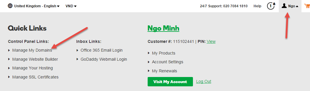 Cách trỏ domain về Ip Godaddy