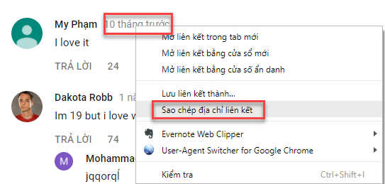 Cách xác định bình luận Youtube