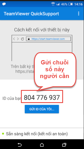Cài teamviewer quicksupport trên điện thoại