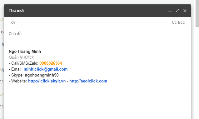 Chữ ký Gmail 2018