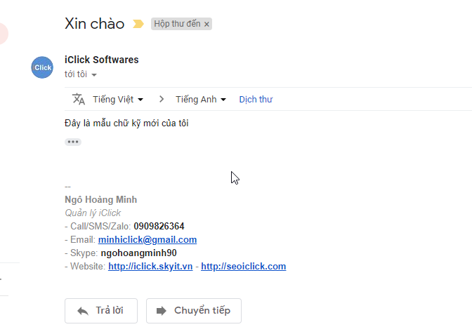 Chữ ký Gmail 2018