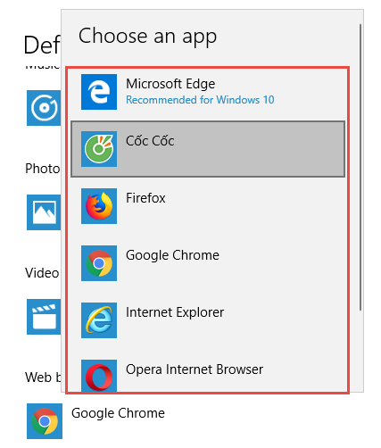 Change default browser