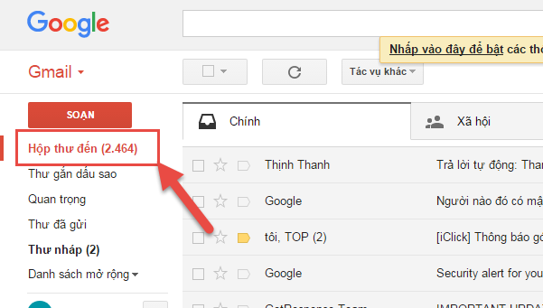 Check đã đọc tất cả inbox Gmail