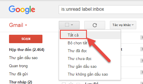 Check đã đọc tất cả inbox Gmail